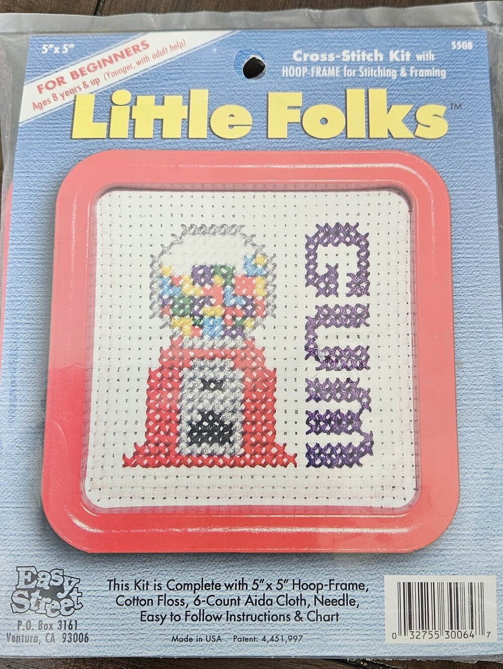 Little Folks Counted Cross Stitch Kit For Beginners Bubblegum Machine All In One